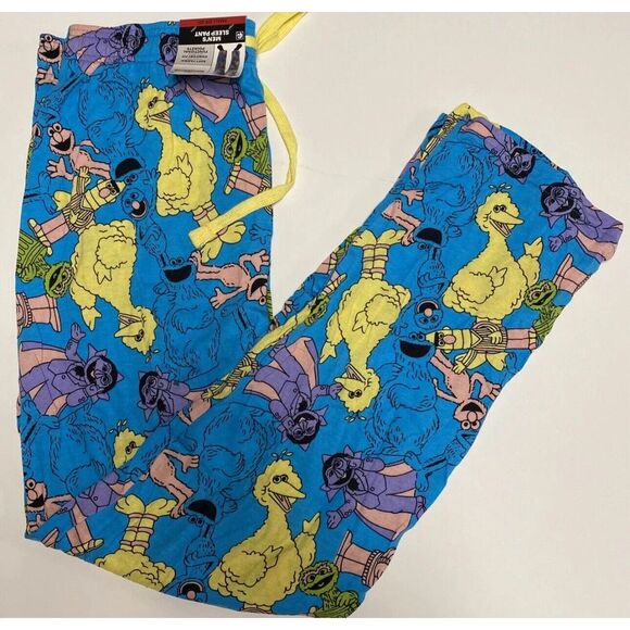 NWT SESAME STREET Pajama Pant Unisex Men Adult Medium Sleep Lounge Big Bird Elmo - Picture 1 of 11